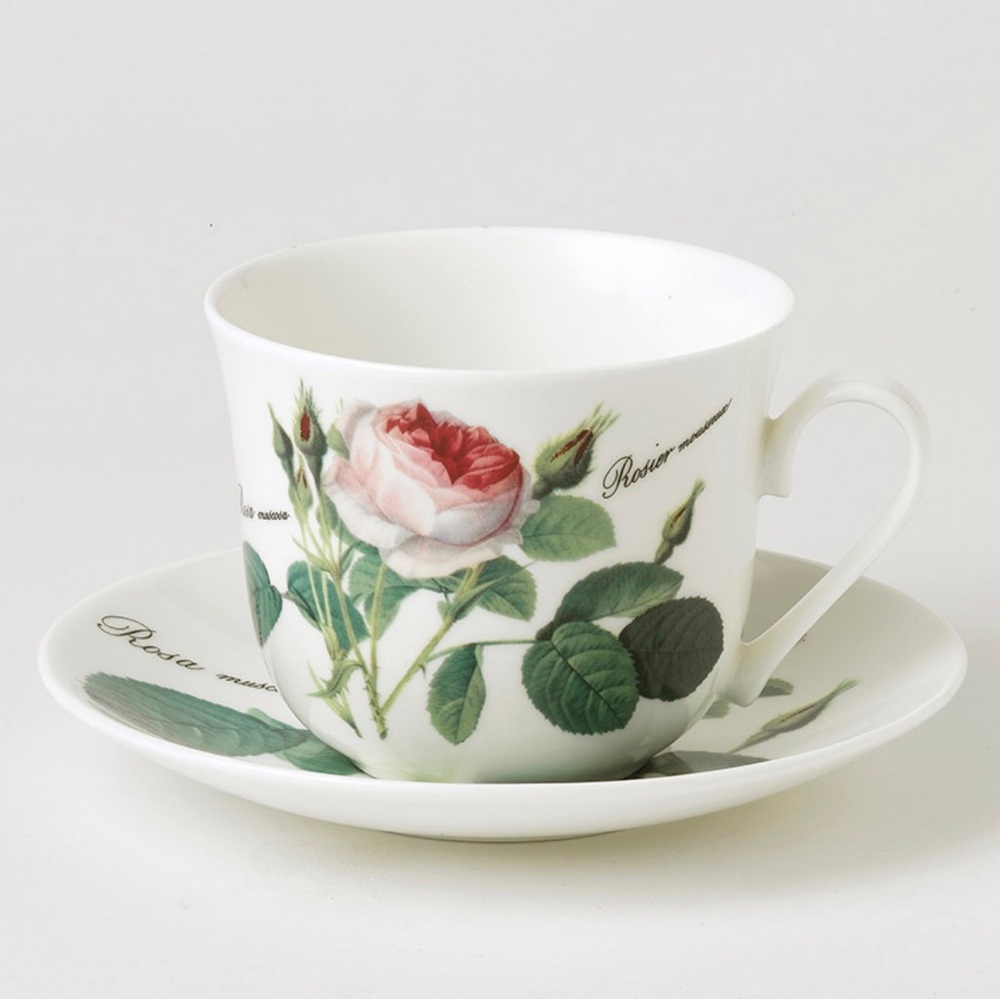 Redouté Rose Fine Bone China Large Breakfast Coffee Cup and Saucer 1 SET